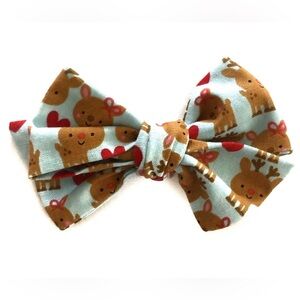 HAND CRAFTED reindeer fabric Christmas hair bow alligator hair clip for girls